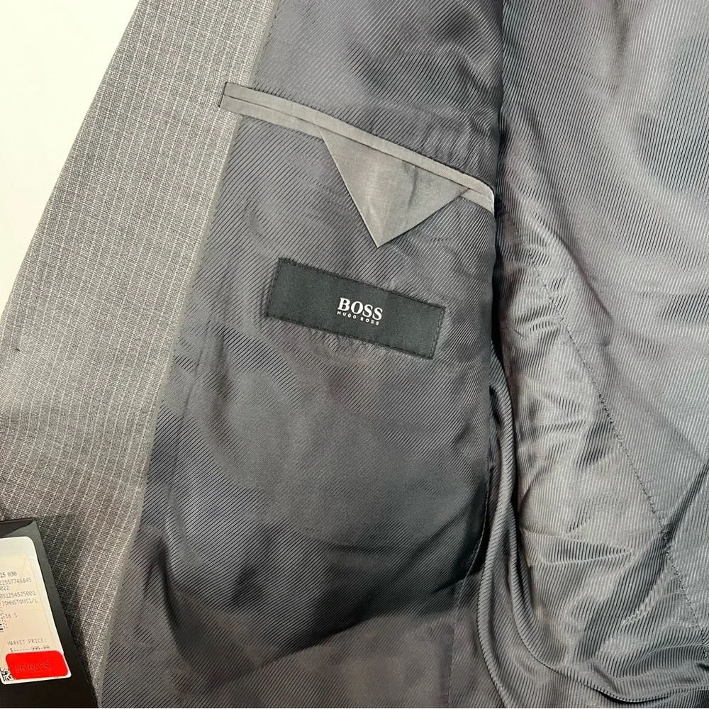 BOSS Hugo Boss James5/Sharp7‎ Virgin Wool Suit Grey Striped Mens 38R NWT $379